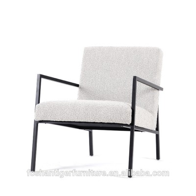 modern industrial furniture dark grey boucle fabric lounge chair