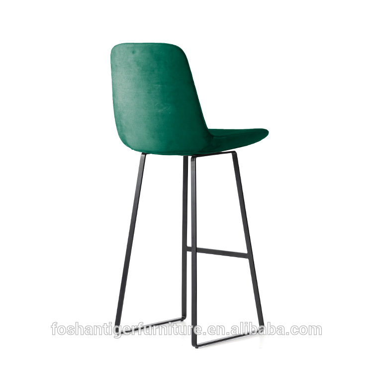 Modern design high bar stool chairs green velvet for kitchen