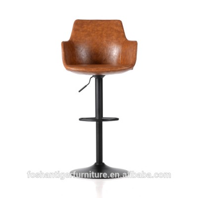 2020 new design mid century modern leather swivel bar stool chairs with arms