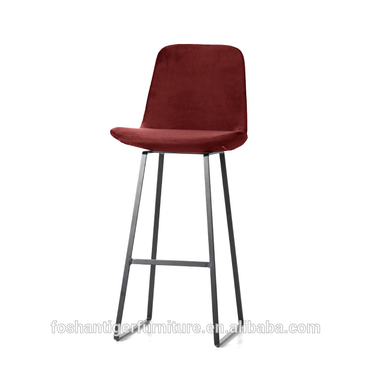 modern luxury bar restaurant furniture red stool chairs velvet