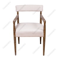 Chinese style classic wood frame and linen fabric armchair