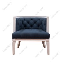 Living Room Furniture Wood Frame Linen Buttoned Living Room Chair Antique Accent Chair