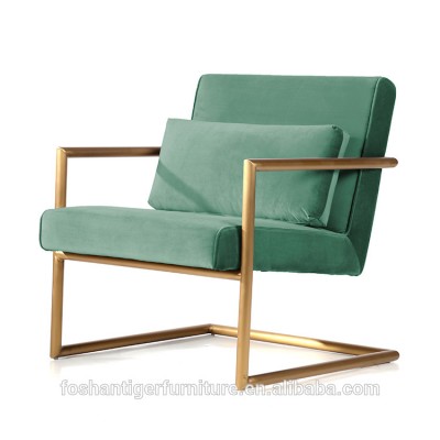 modern design living room furniture gold green velvet sofa chair